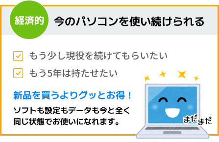 今のパソコンを使い続けられる